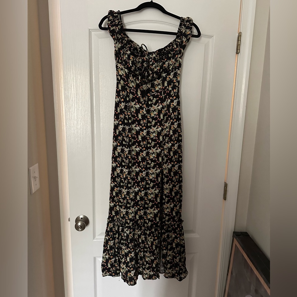 Urban outfitters black midi dress with leg slit